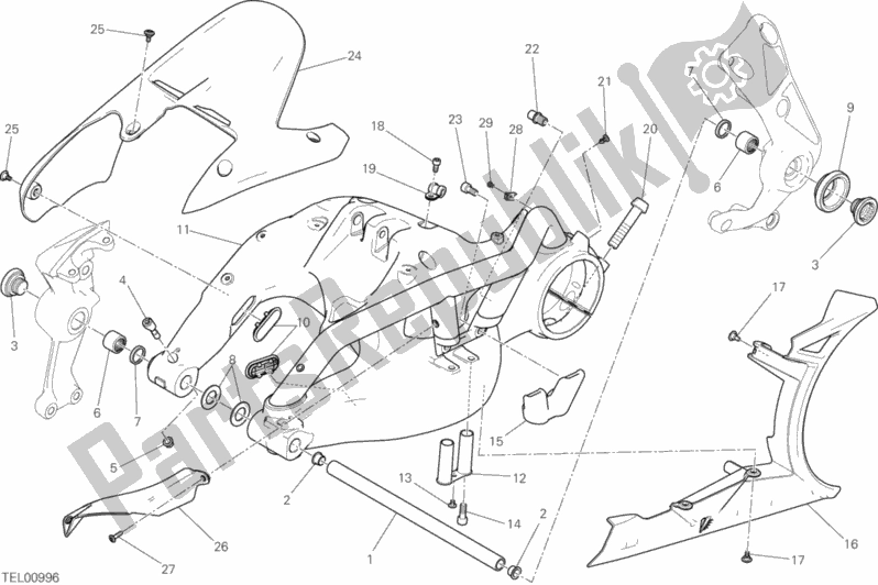 All parts for the Swing Arm of the Ducati Diavel Xdiavel Thailand 1260 2017